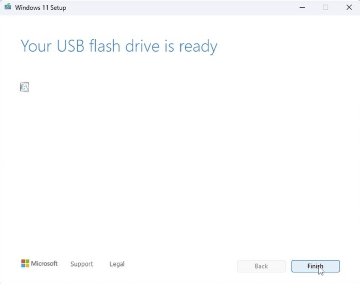 Windows 11 Setup, your USB flash drive is ready